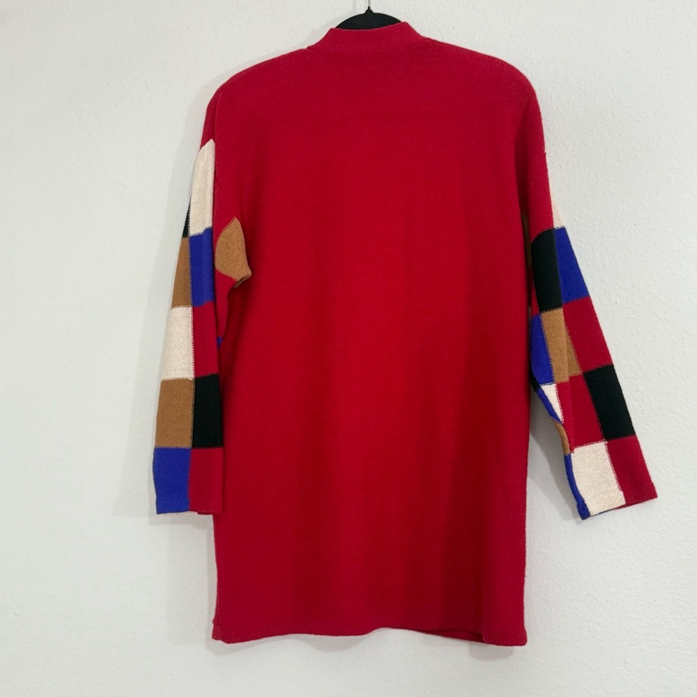 Vintage 80’s Steve Fabrikant Neiman Marcus Wool Color-block Sweater Cardigan - Picture 2 of 10